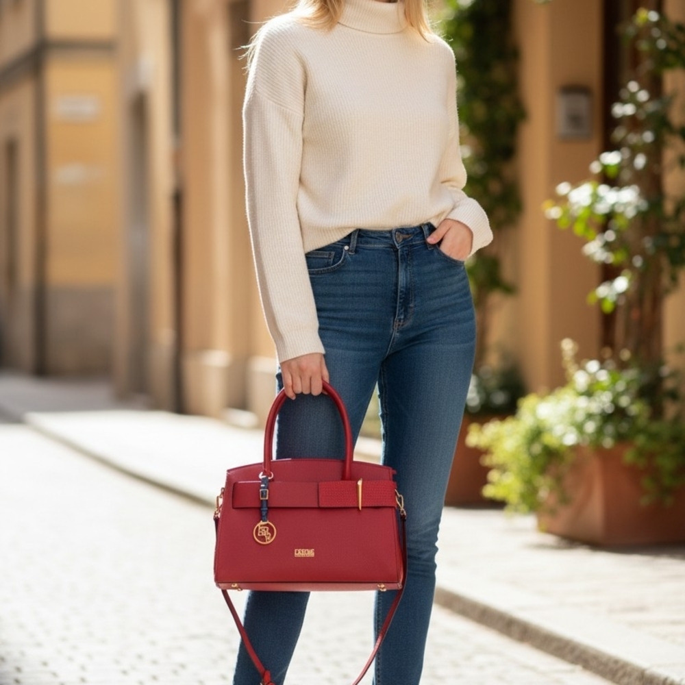 Chic Red Satchel Bag